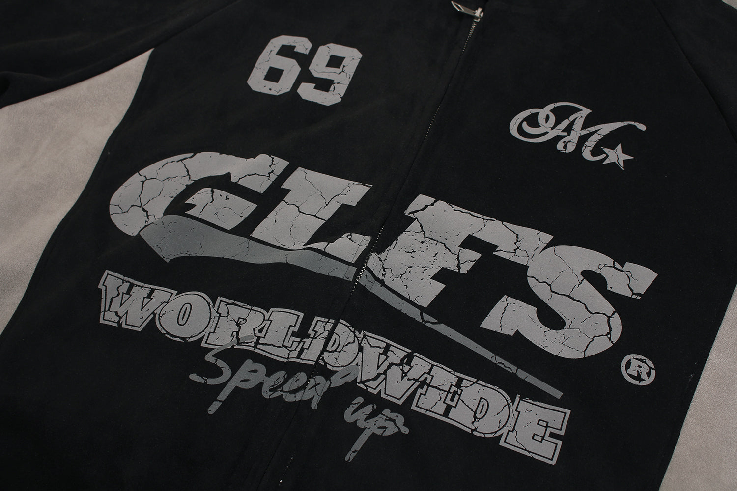 Omirad GLFS Suede-Finish Retro Zip Hoodie | Streetwear