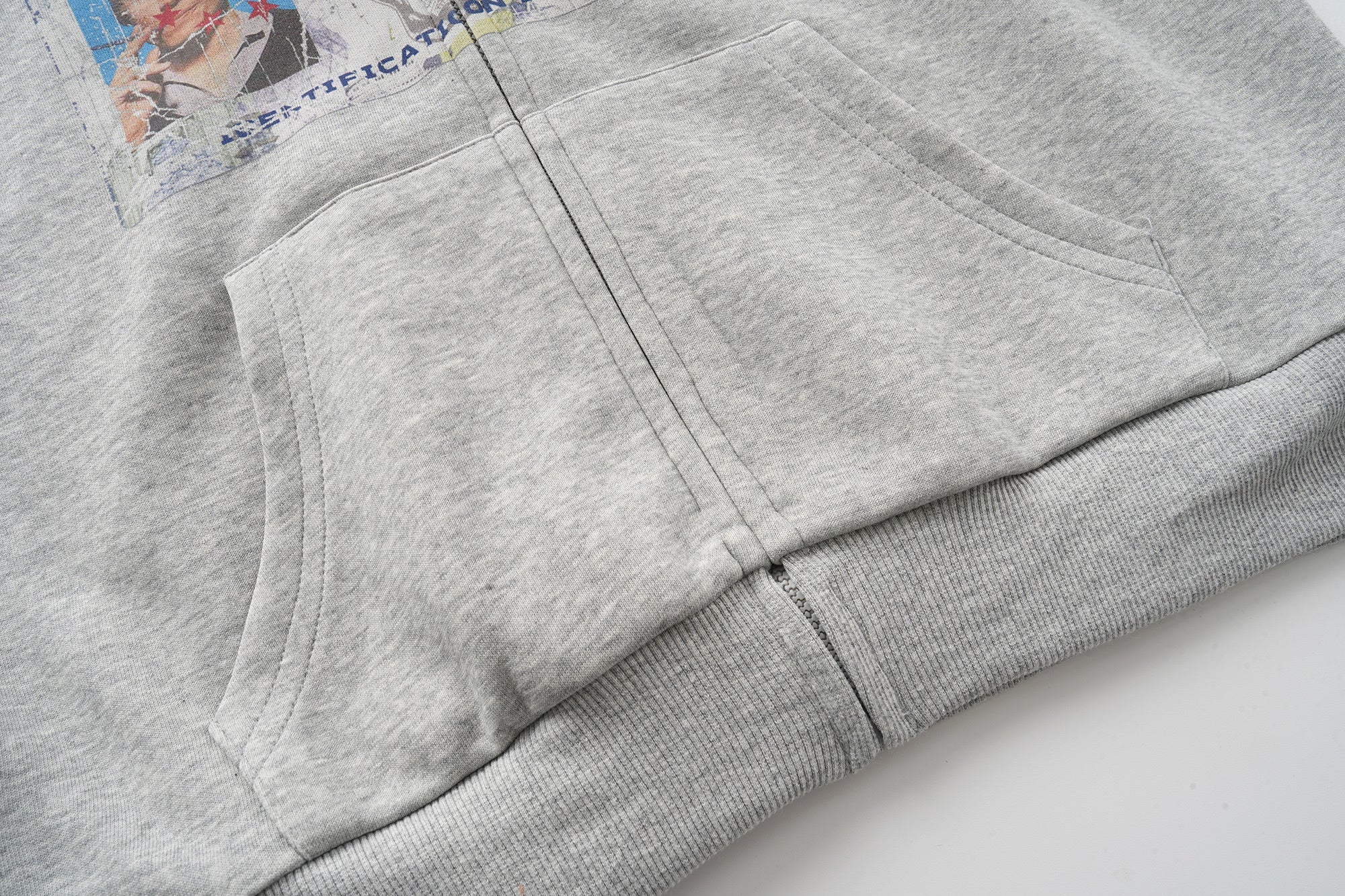 Omirad Business Card Graphic Zip Hoodie | Heather Grey