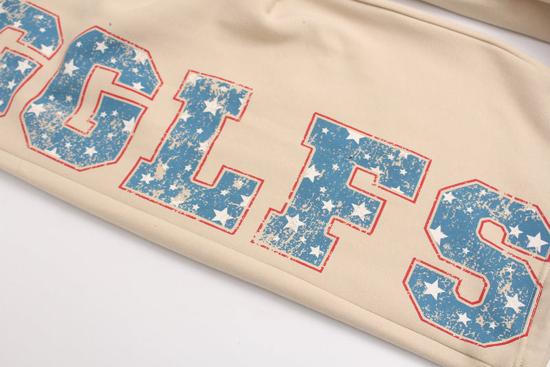 Fleece-Lined Retro Letter Wide-Leg Sweatpants | Streetwear