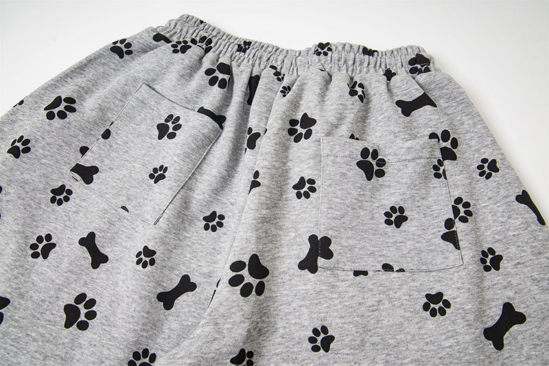 Paw Print Wide-Leg Lounge Pants | Dog Bone Streetwear Sweats