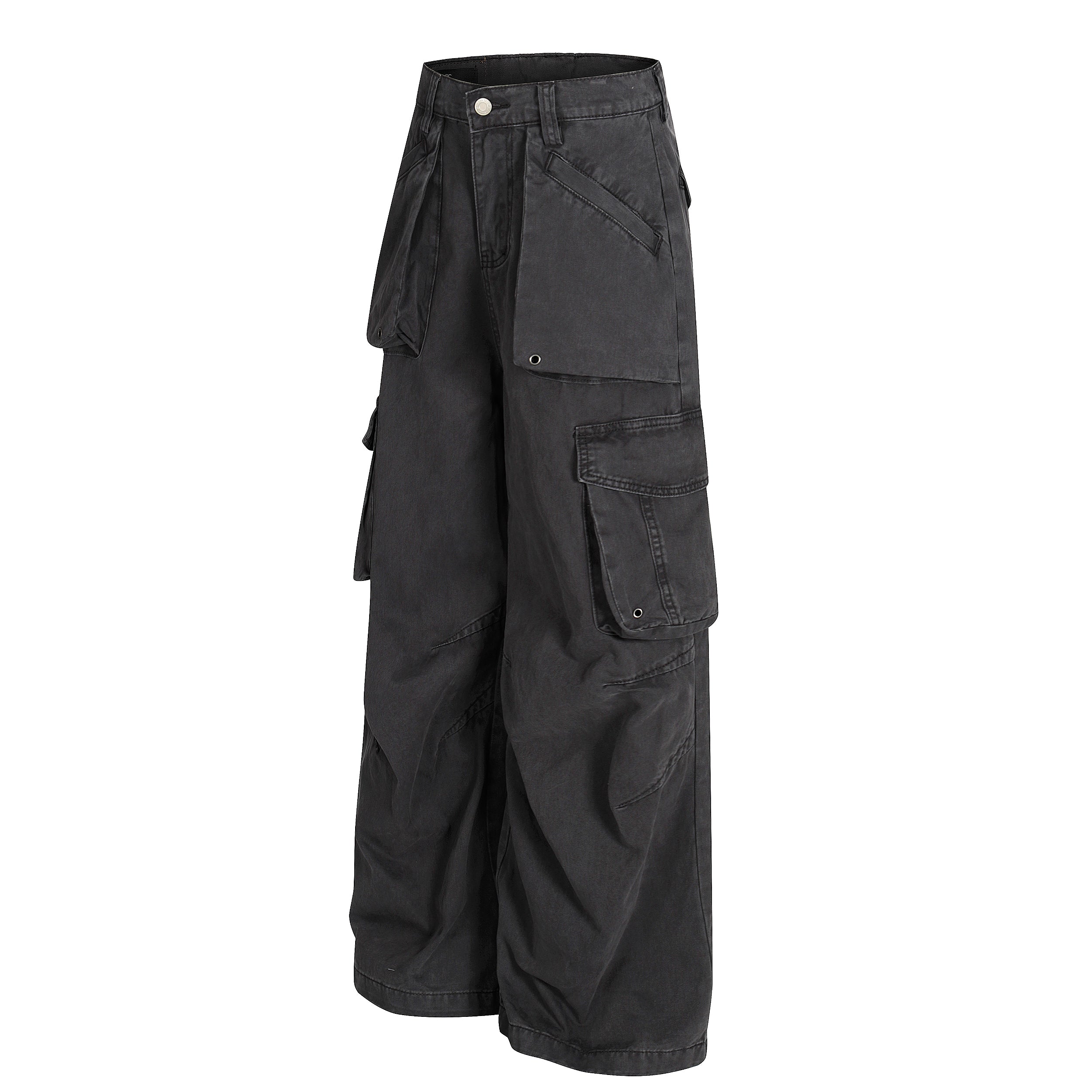 Heavy Cargo Pocket Wide-Leg Pants | Washed Cotton Streetwear