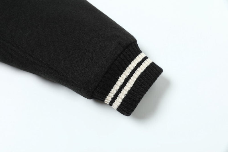 Omirad Minimal Varsity Bomber Jacket | Black Zip-Up