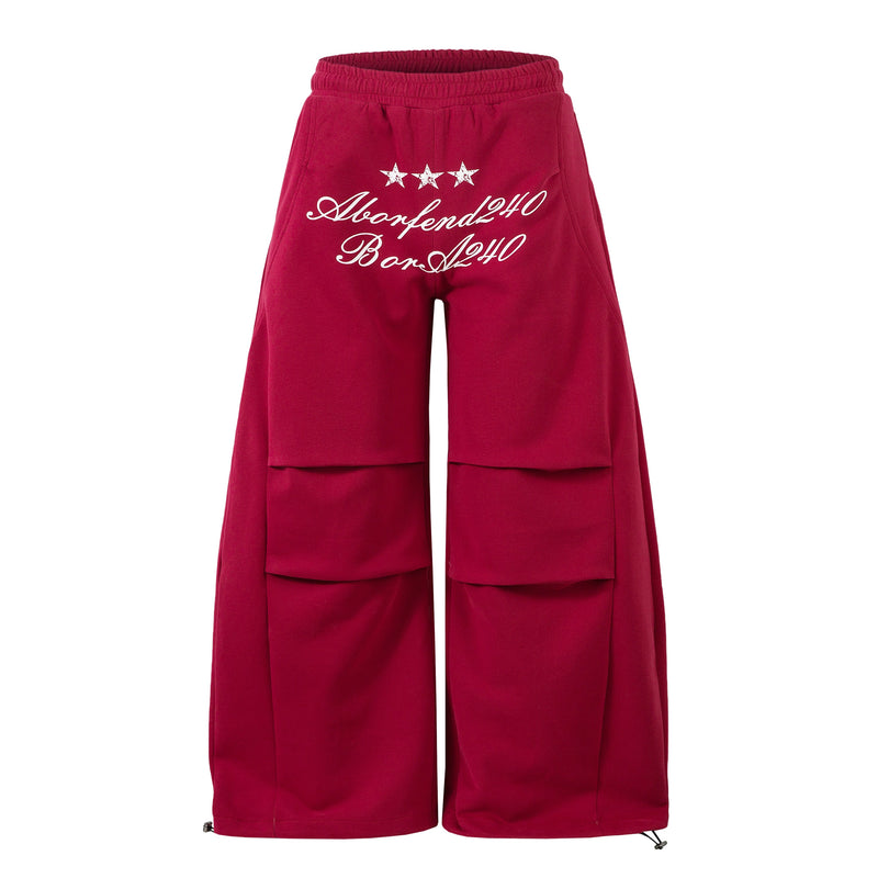 Omirad Embroidered Multi-Pocket Wide-Leg Cargo Sweatpants