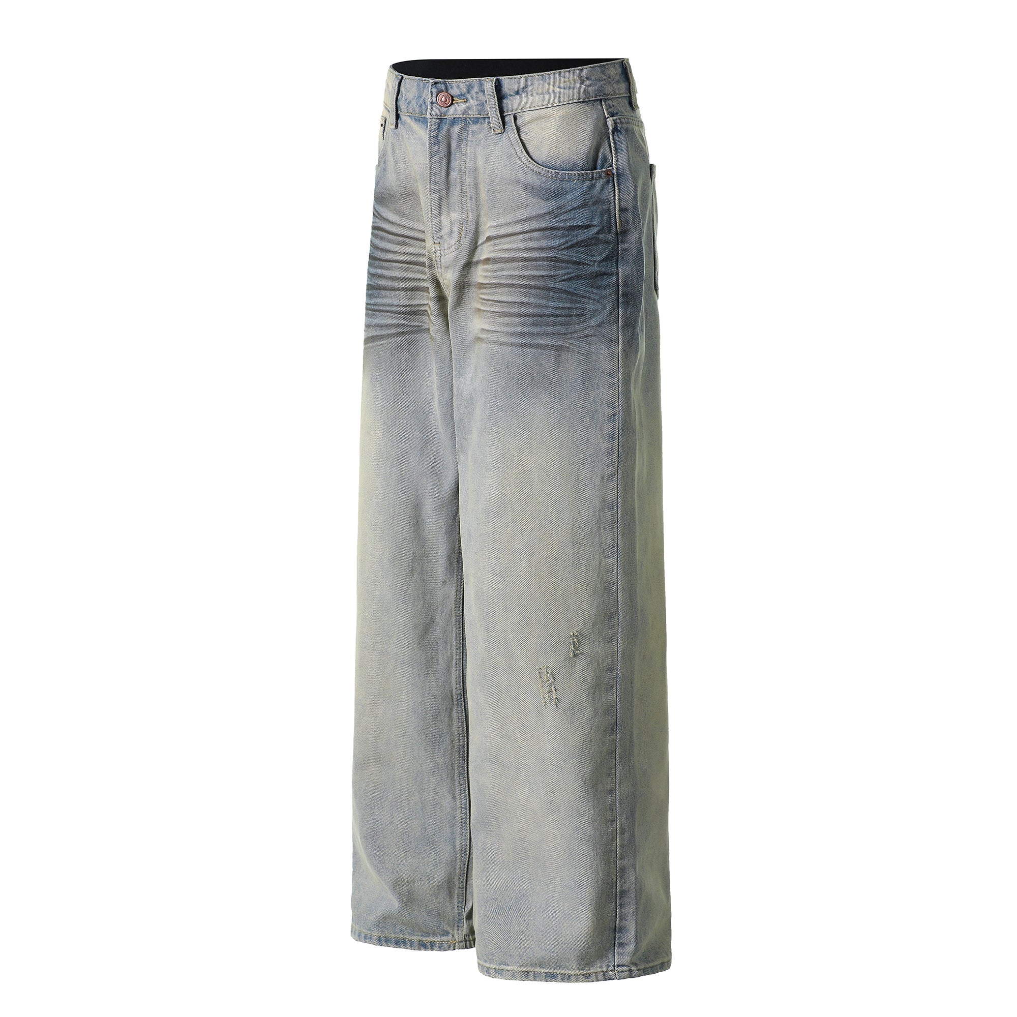 Omirad Light Fade Whisker Wide-Leg Denim Pants