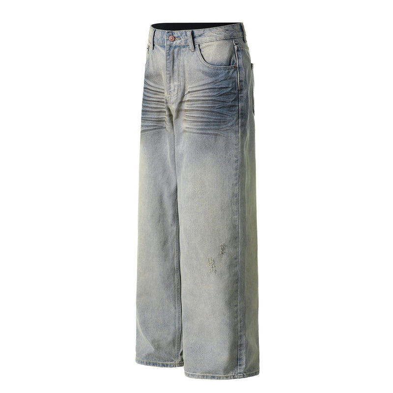 Omirad Light Fade Whisker Wide-Leg Denim Pants