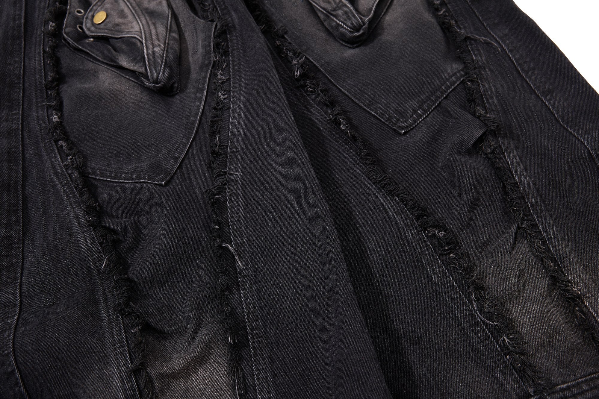 Distressed Panel Wide-Leg Denim Jeans | Deconstructed Streetwear