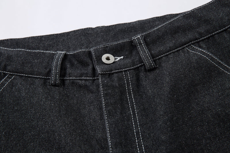 Omirad Stacked Cargo Wide-Leg Jeans | Black Denim