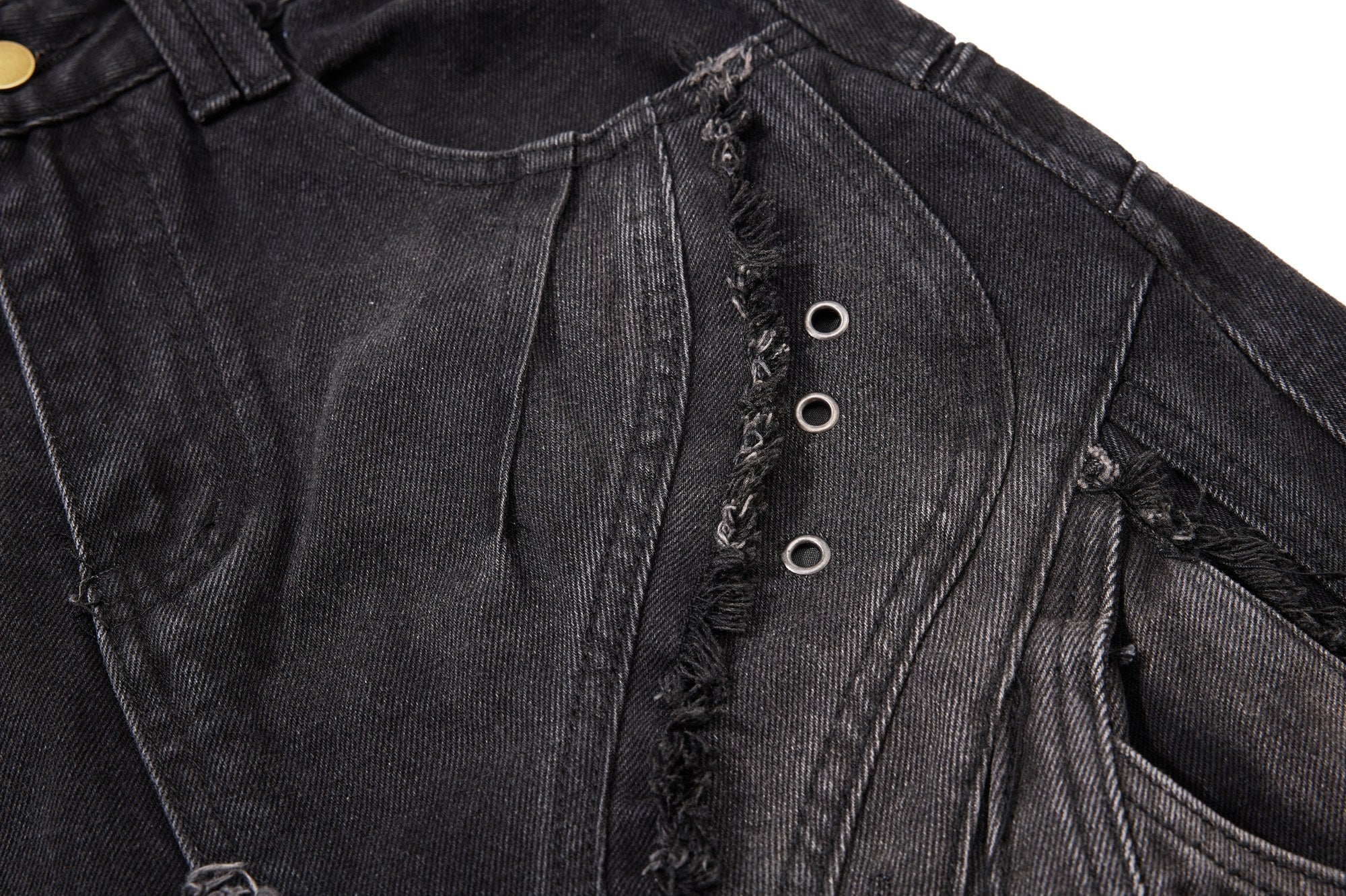 Distressed Panel Wide-Leg Denim Jeans | Deconstructed Streetwear