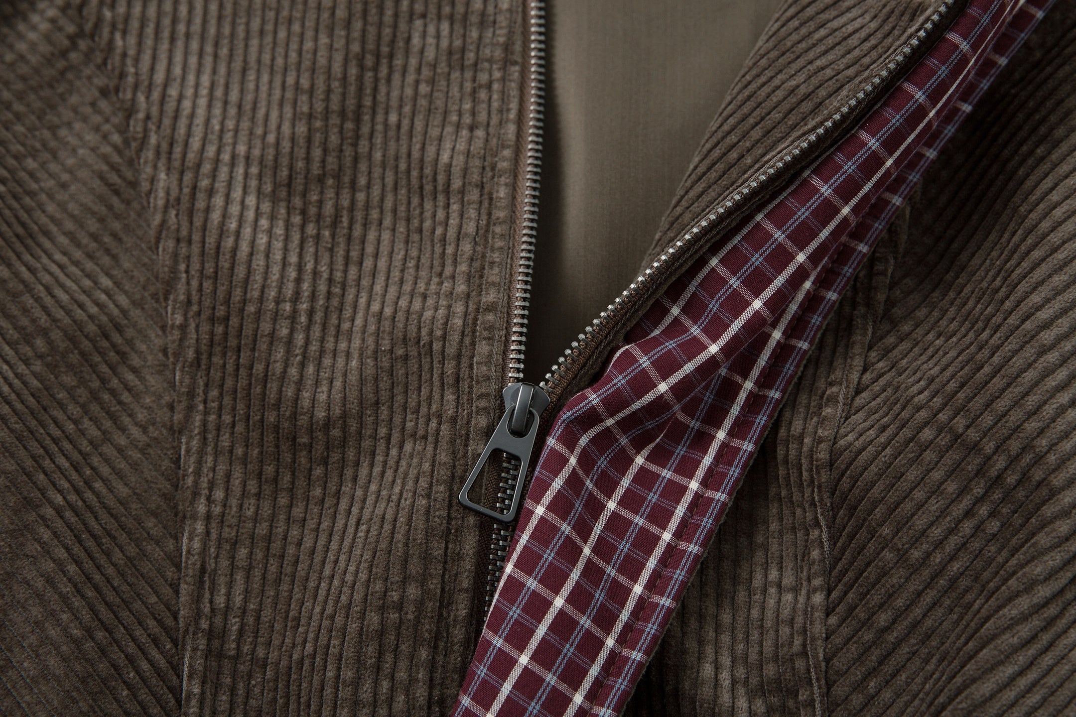 Corduroy Plaid-Lined Zip Jacket | Vintage Streetwear