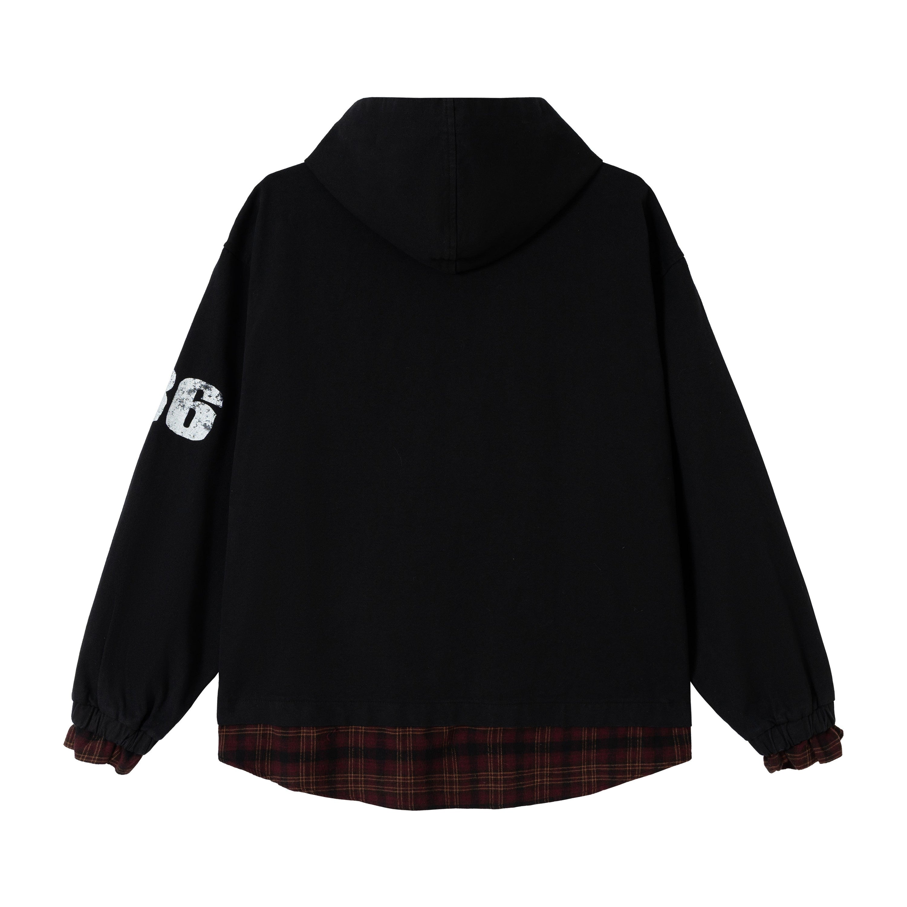 Omirad Plaid-Lined Zip Hoodie | Black Street Hoodie