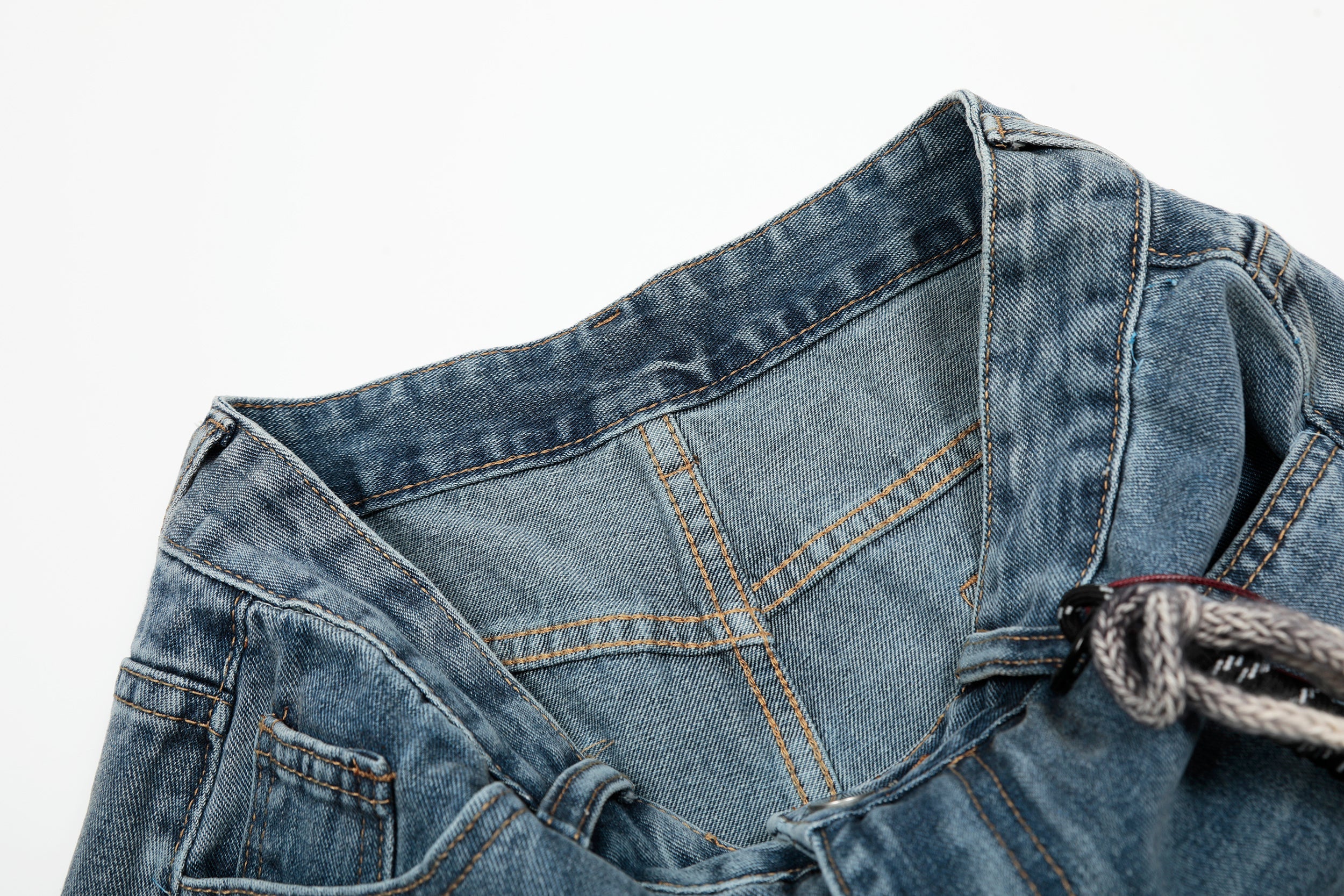 Gingham Star Patchwork Wide-Leg Jeans | Vintage Wash