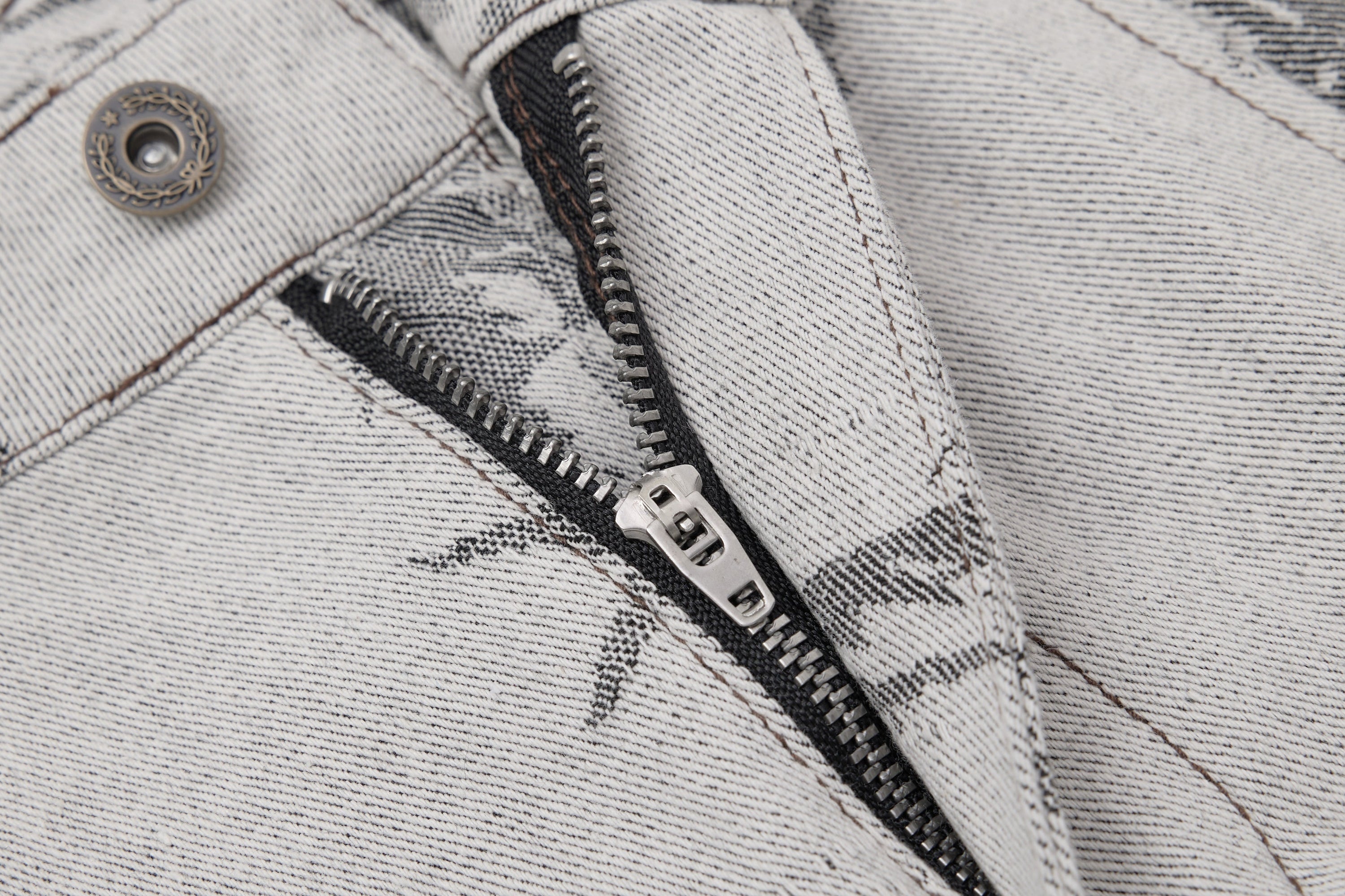 Ink-Wash Print Wide-Leg Pants | Abstract Brushstroke Denim