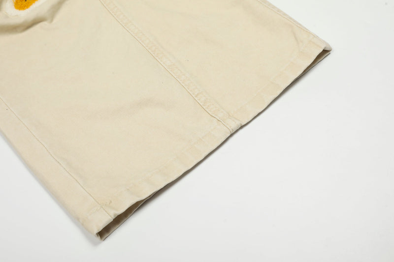 Chenille Cartoon Patch Cargo Pants | Wide-Leg Streetwear