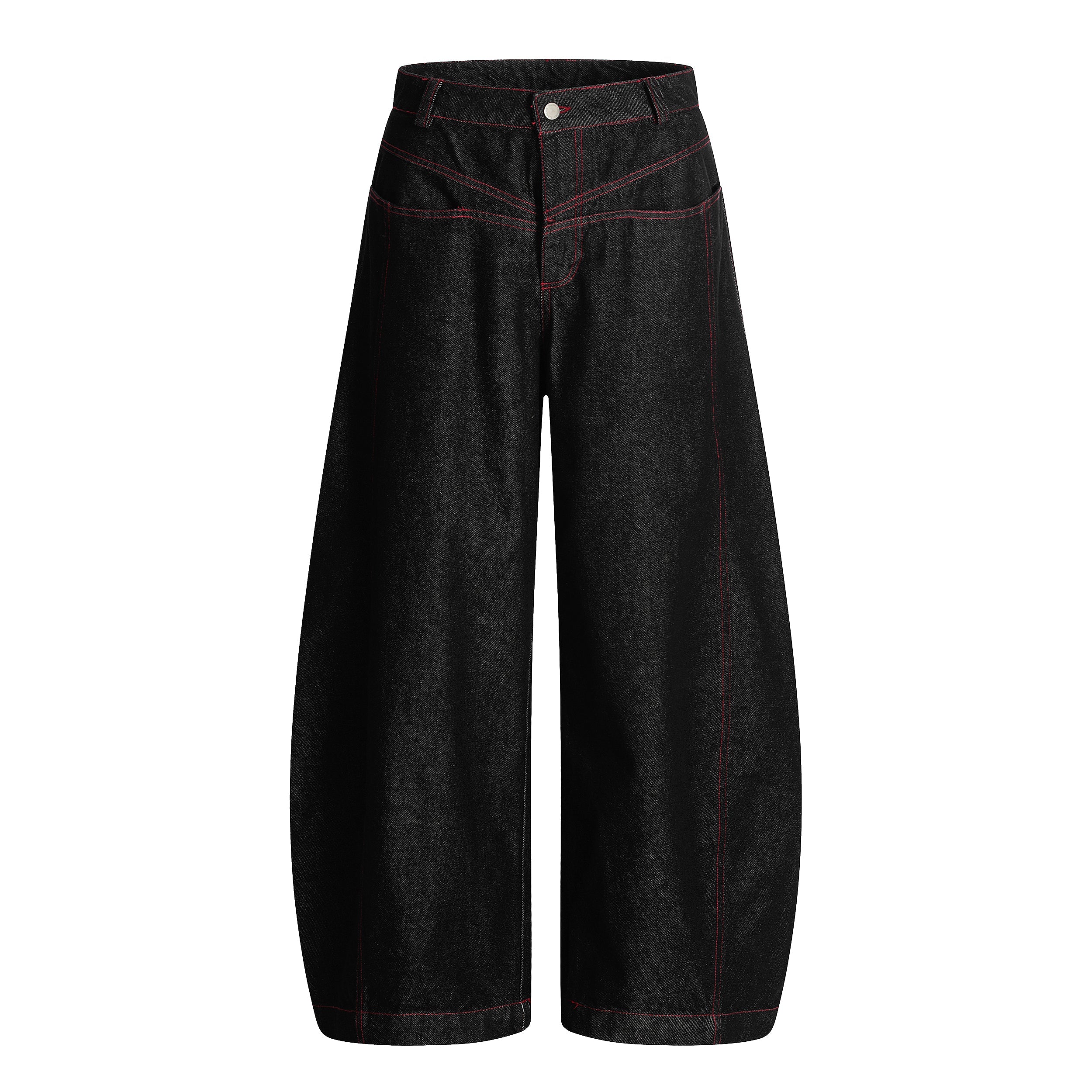 Omirad Red Stitch Barrel Denim Pants | Wide Leg Jeans