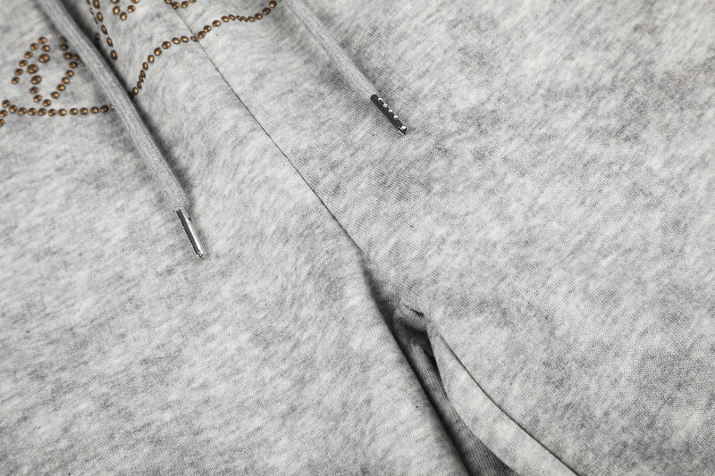 Leopard Panel Wide-Leg Sweatpants | Y2K Rhinestone Logo