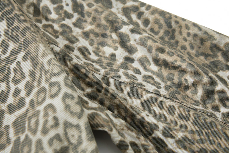 Omirad Leopard Print Bomber Jacket | Vintage Wash Cotton