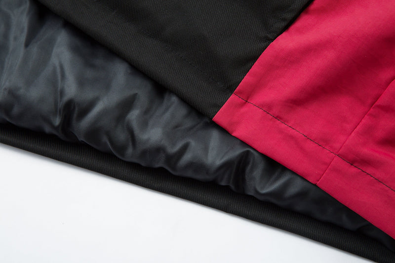 Racing Patch Faux Fur Hood Jacket | Color-Block Nylon