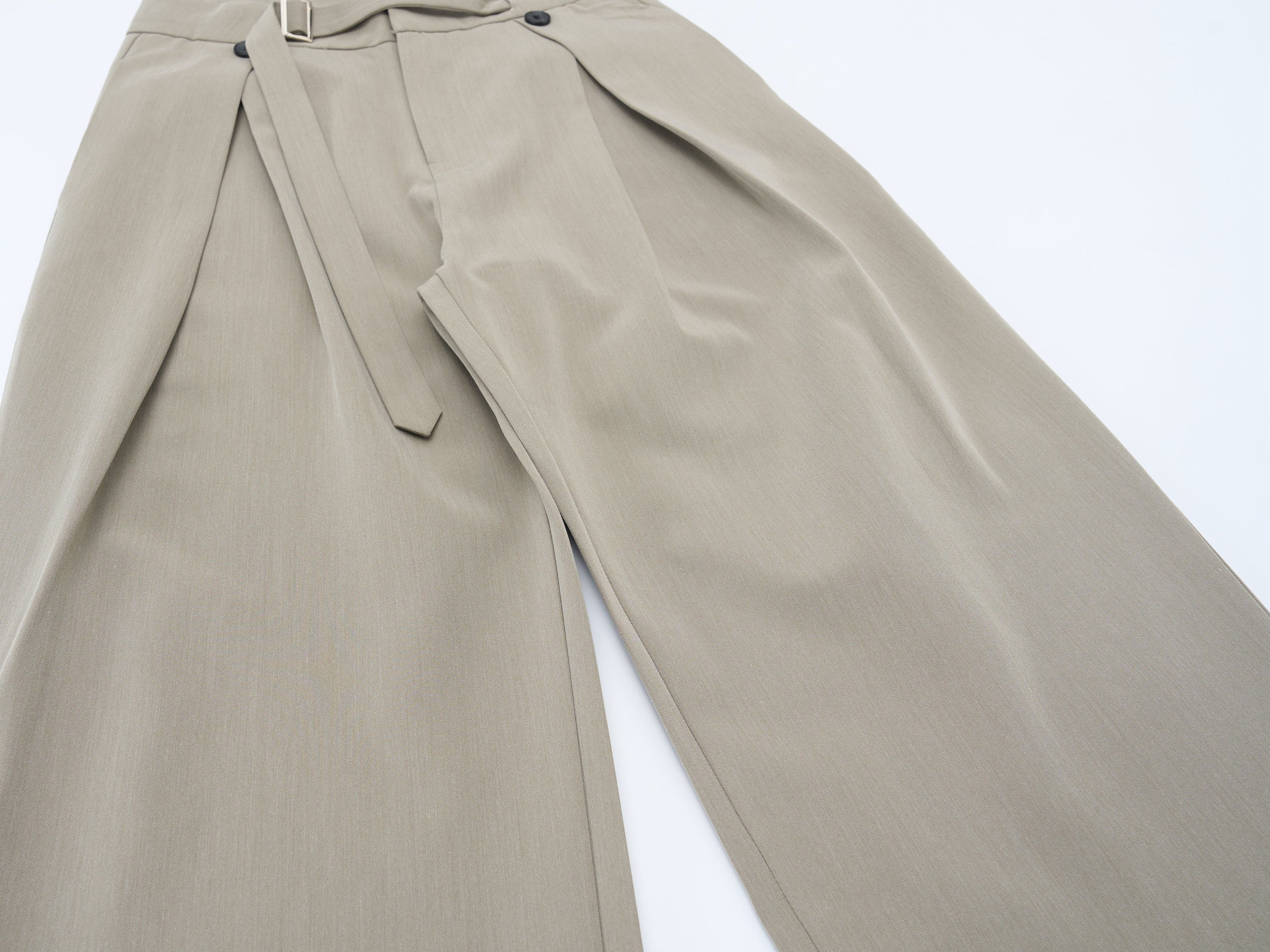 Buckle-Wrap Wide-Leg Trousers | Tailored Street Style