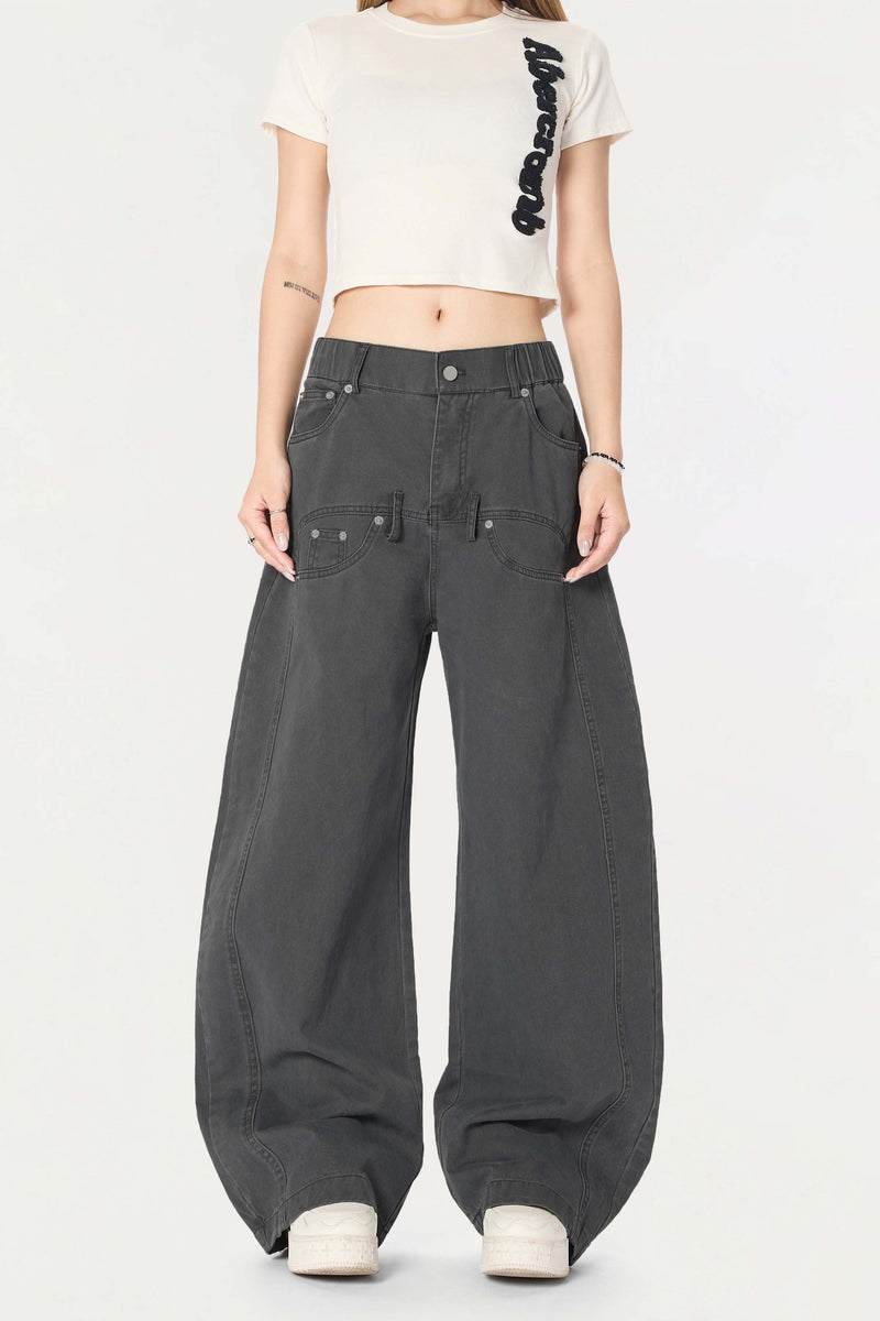 Omirad Vintage Wide-Leg Stacked Barrel Pants | 100% Cotton
