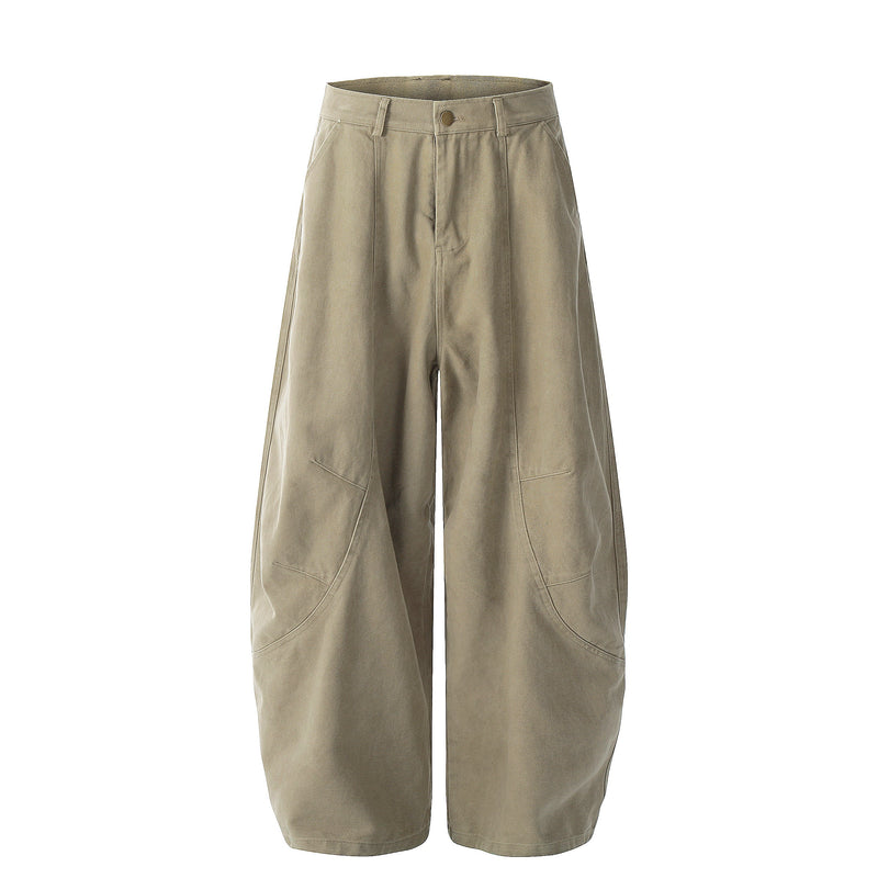Vintage Arc-Pocket Balloon Pants | Wide-Leg Cotton Trousers