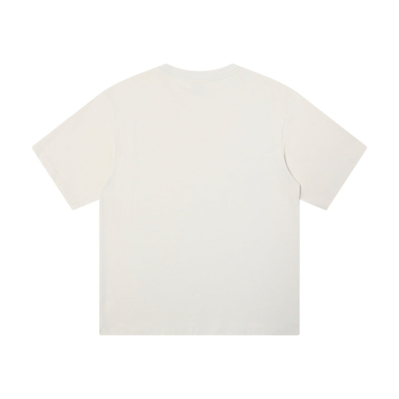 Cream oversized washed streetwear T-shirt with a relaxed fit and clean back view