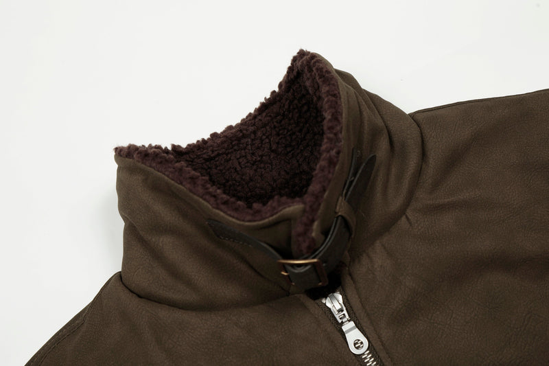 Omirad Suede-Effect Bomber Jacket | Faux Fur Collar