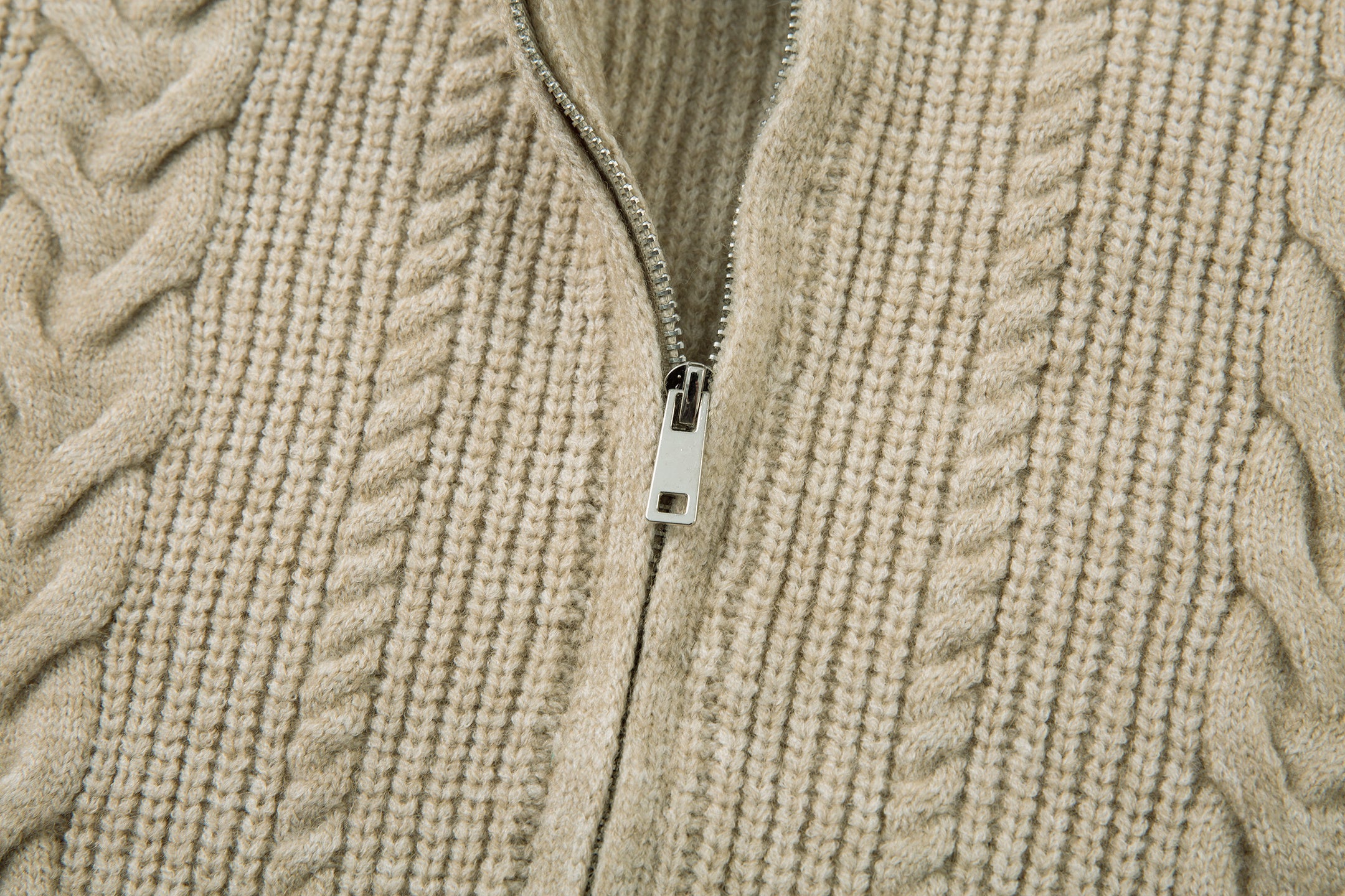 Cable Knit Zip-Up Sweater Jacket | Structured Knit Cardigan