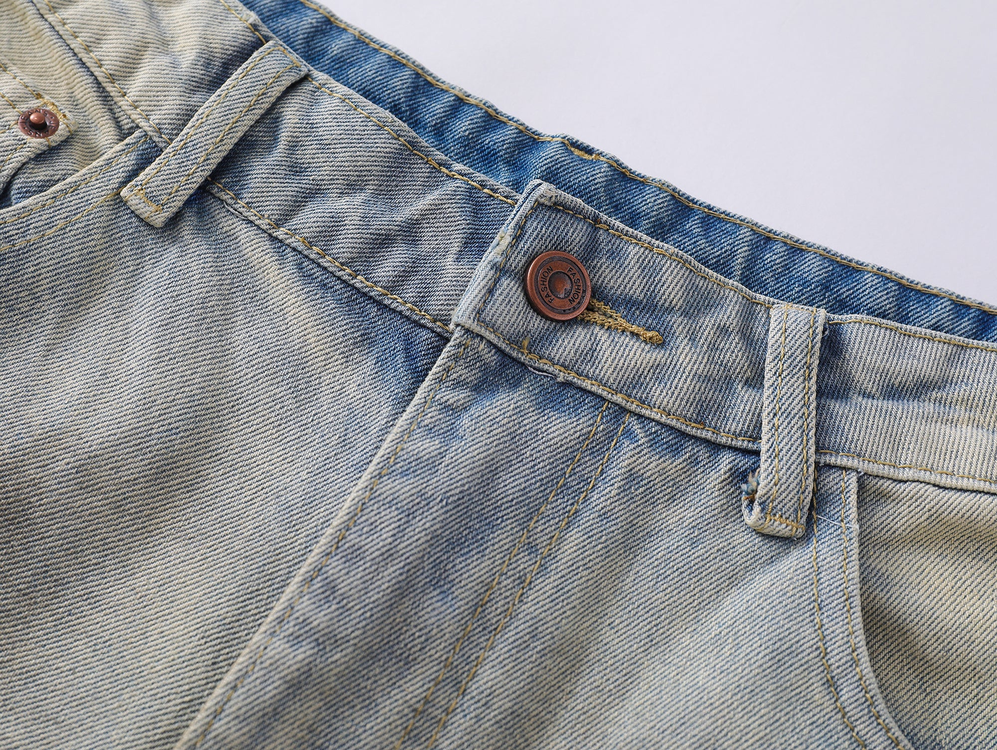 Omirad Light Fade Whisker Wide-Leg Denim Pants