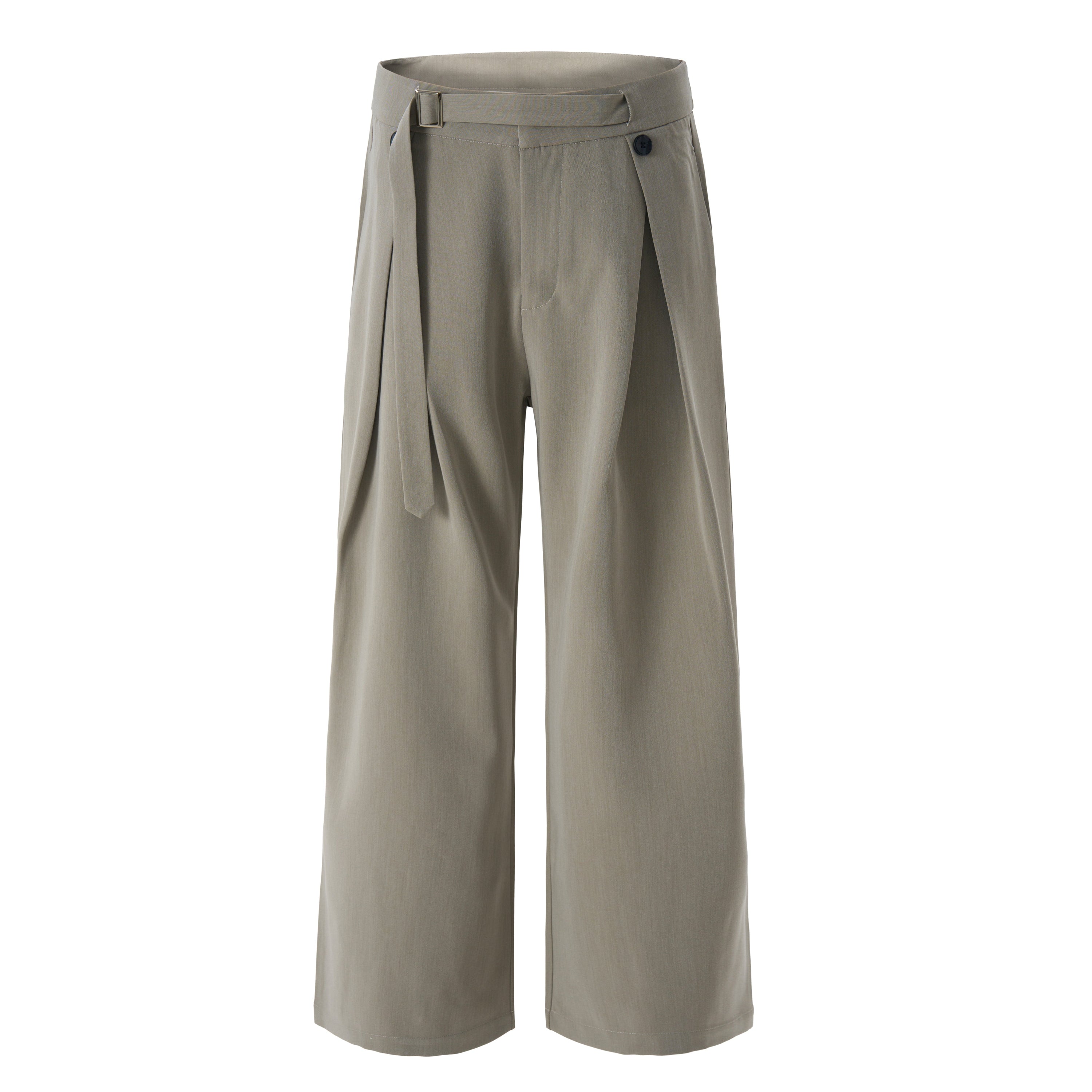 Buckle-Wrap Wide-Leg Trousers | Tailored Street Style