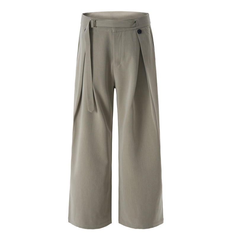 Buckle-Wrap Wide-Leg Trousers | Tailored Street Style