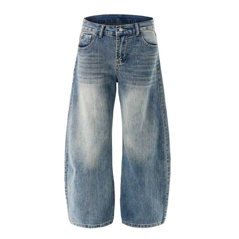 Omirad Vintage Fade Barrel Jeans | Wide Leg Streetwear Denim