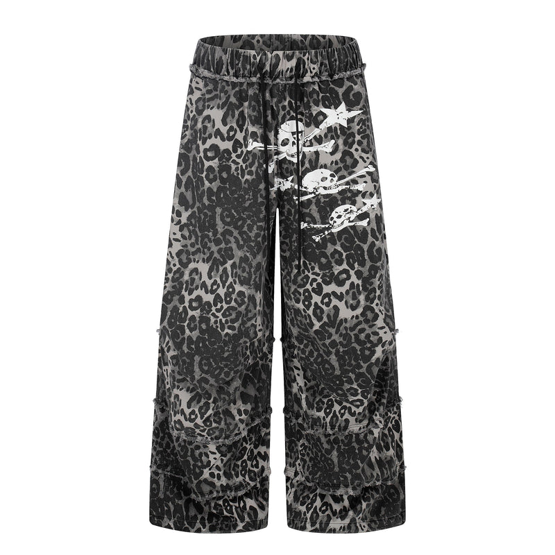 Omirad Leopard Skull Wide-Leg Pants | Y2K Streetwear