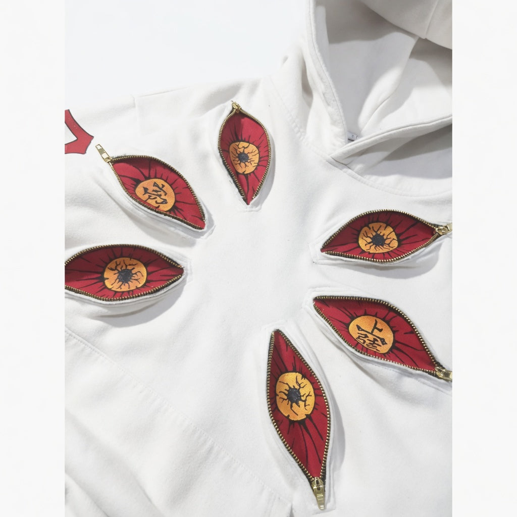 Six-Eyed Embroidered Pure Cotton Hoodie – Dark Eastern Aesthetic Streetwear