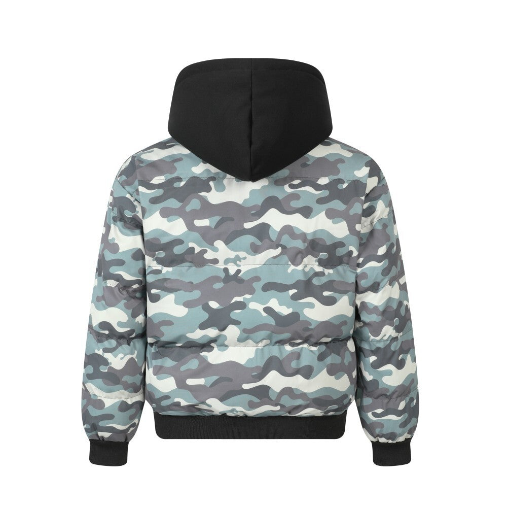 Reversible Camo Varsity Hoodie Jacket | TAELEPLUS Logo