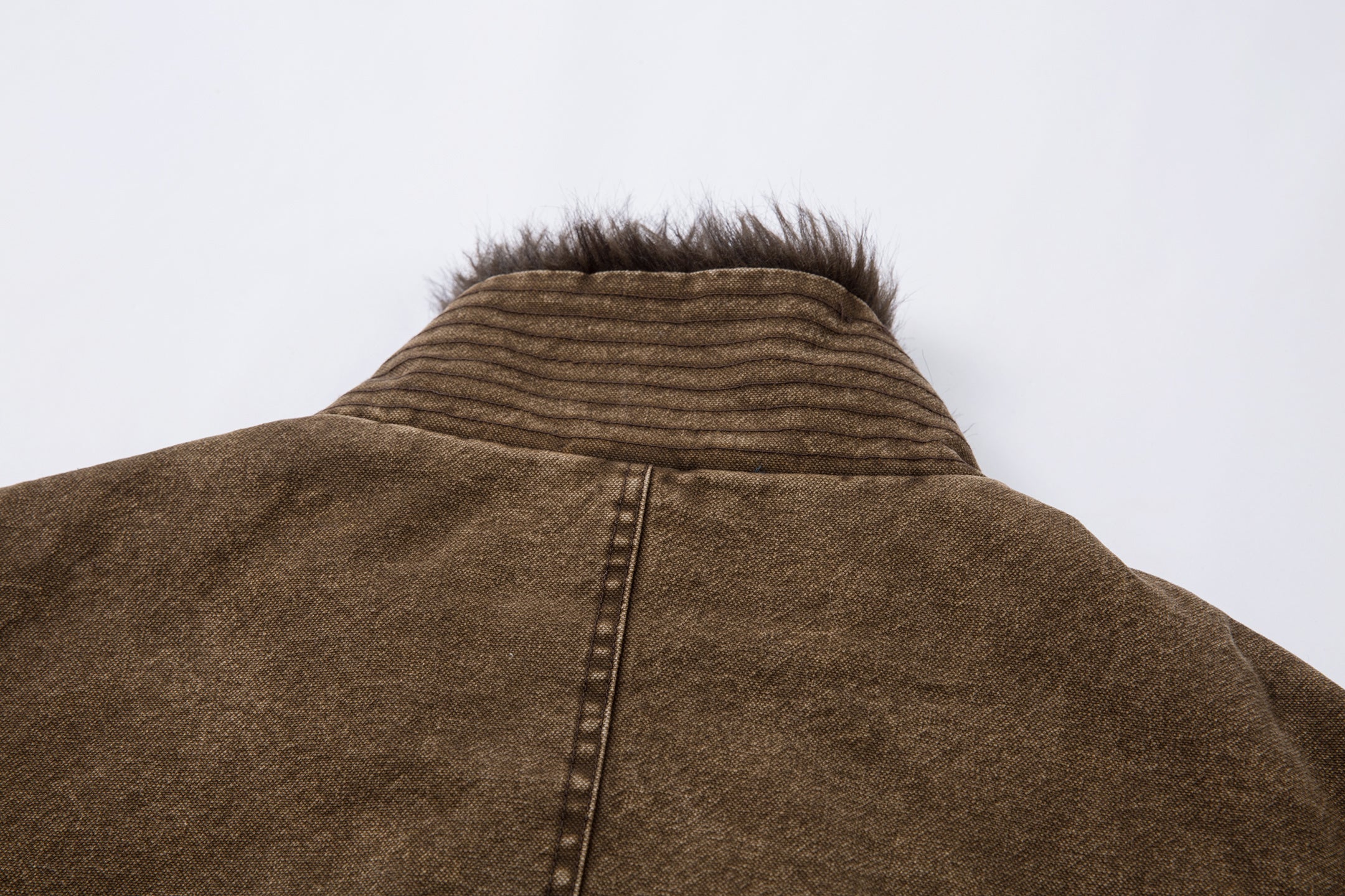Fur-Lined Toggle Jacket | Vintage Washed Streetwear Coat