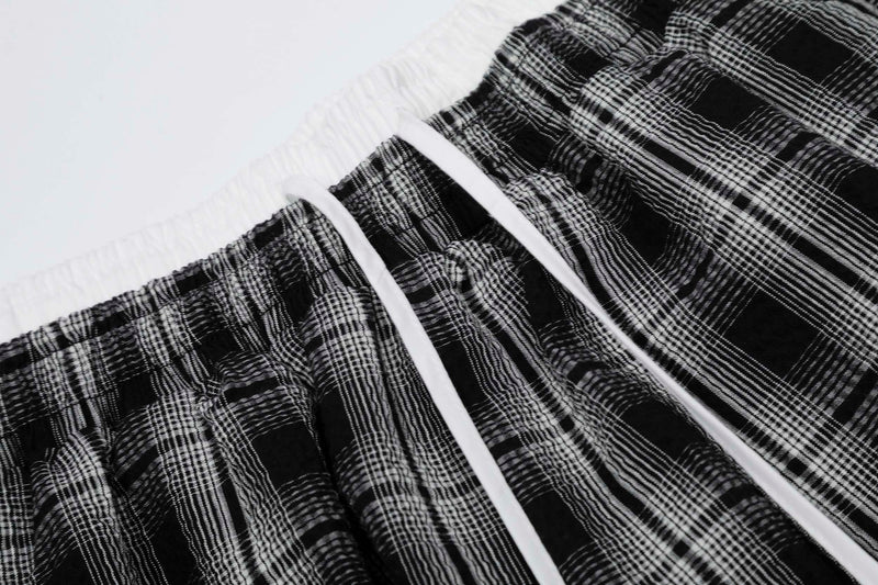 Omirad Plaid Barrel-Leg Pants | Wide-Leg Streetwear Trousers