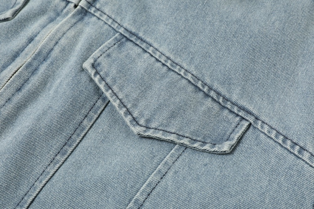 Faux Fur Collar Denim Jacket | Detachable Fur Zip-Up