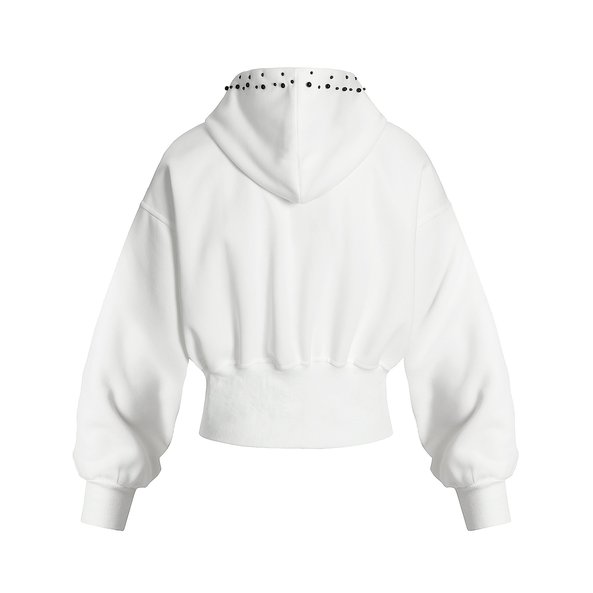 Pearl-Trim Cropped Zip-Up Hoodie | Street-Ready & Feminine