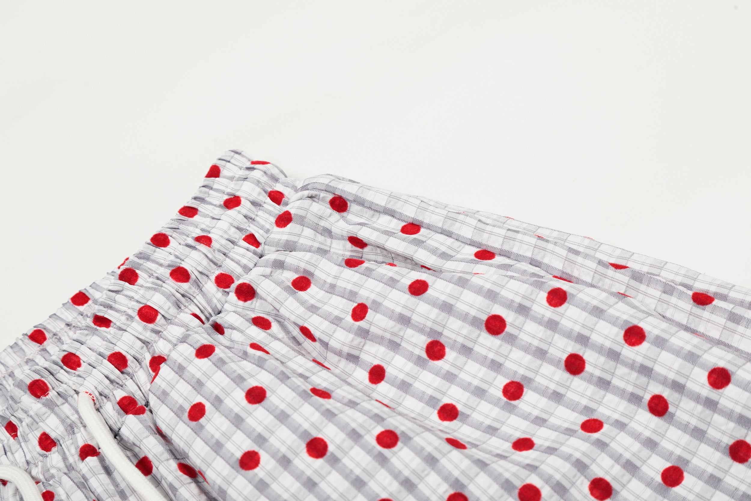 Omirad Polka Dot Wide-Leg Pants | Red Dot Grid Print
