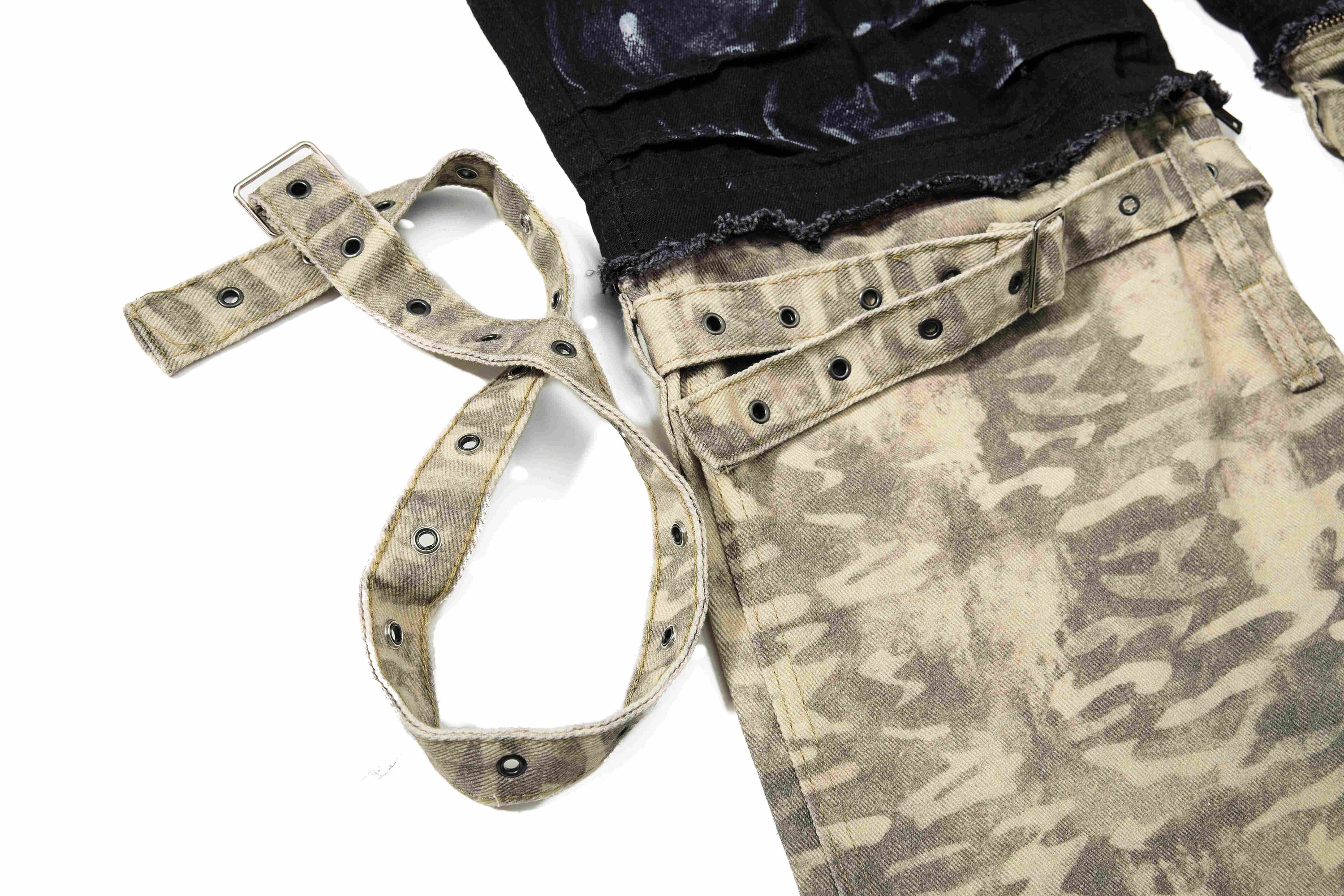 Omirad Washed Utility Cargo Denim Pants | Layered Streetwear