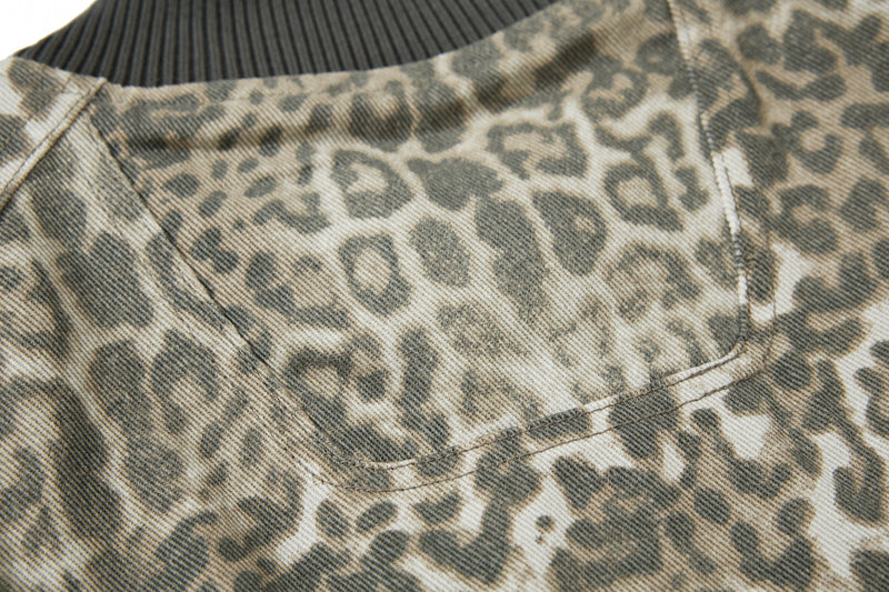 Omirad Leopard Print Bomber Jacket | Vintage Wash Cotton