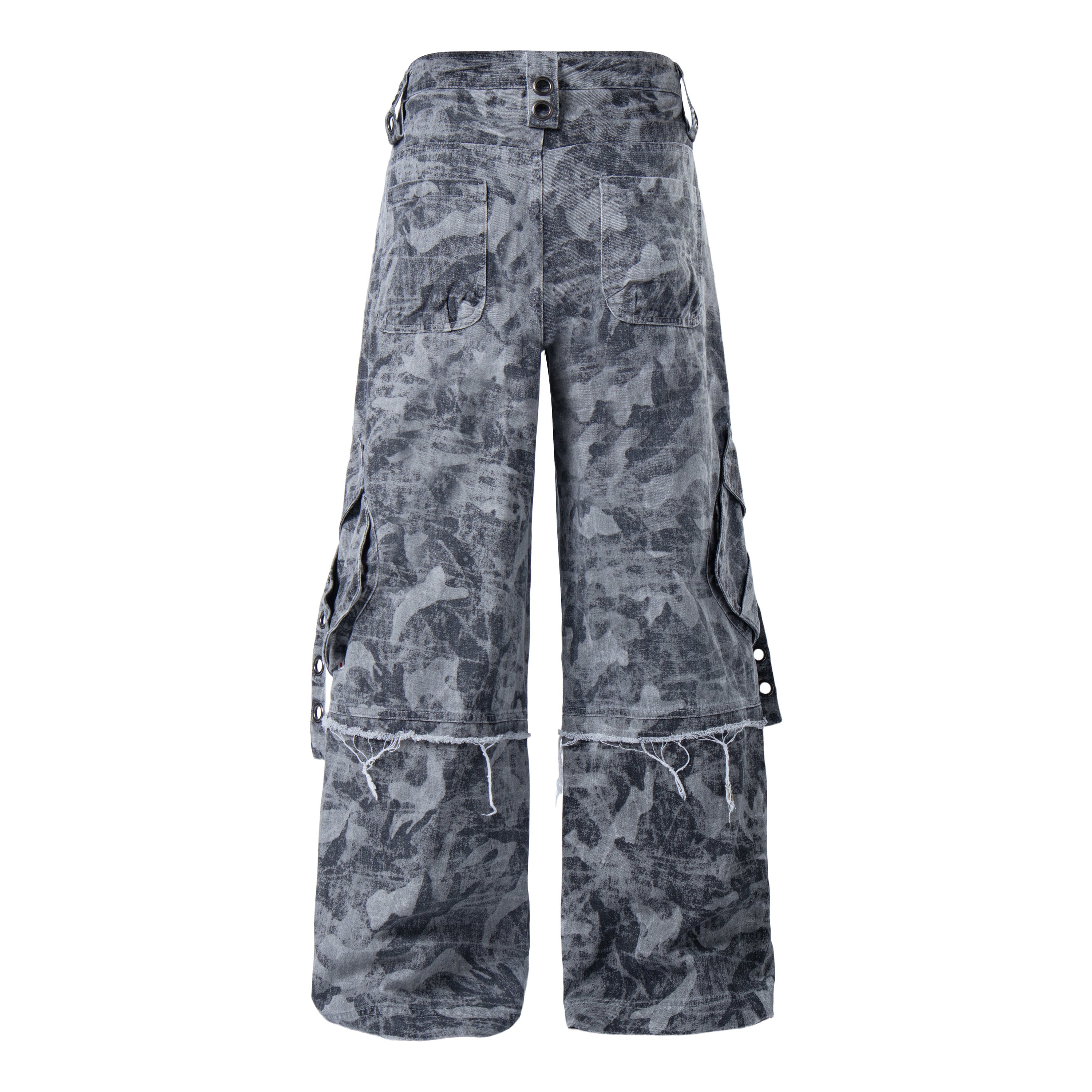 Distressed Camo Multi-Pocket Cargo Pants | Streetwear