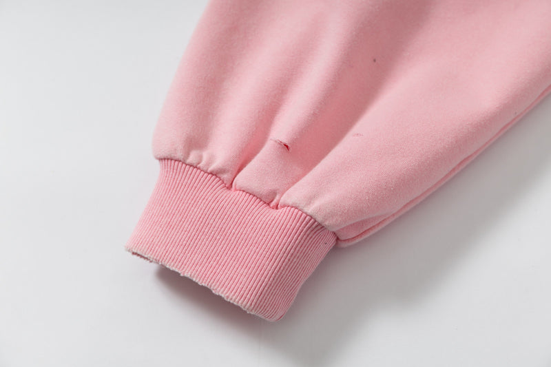 Close-up of pink hoodie sleeve cuff