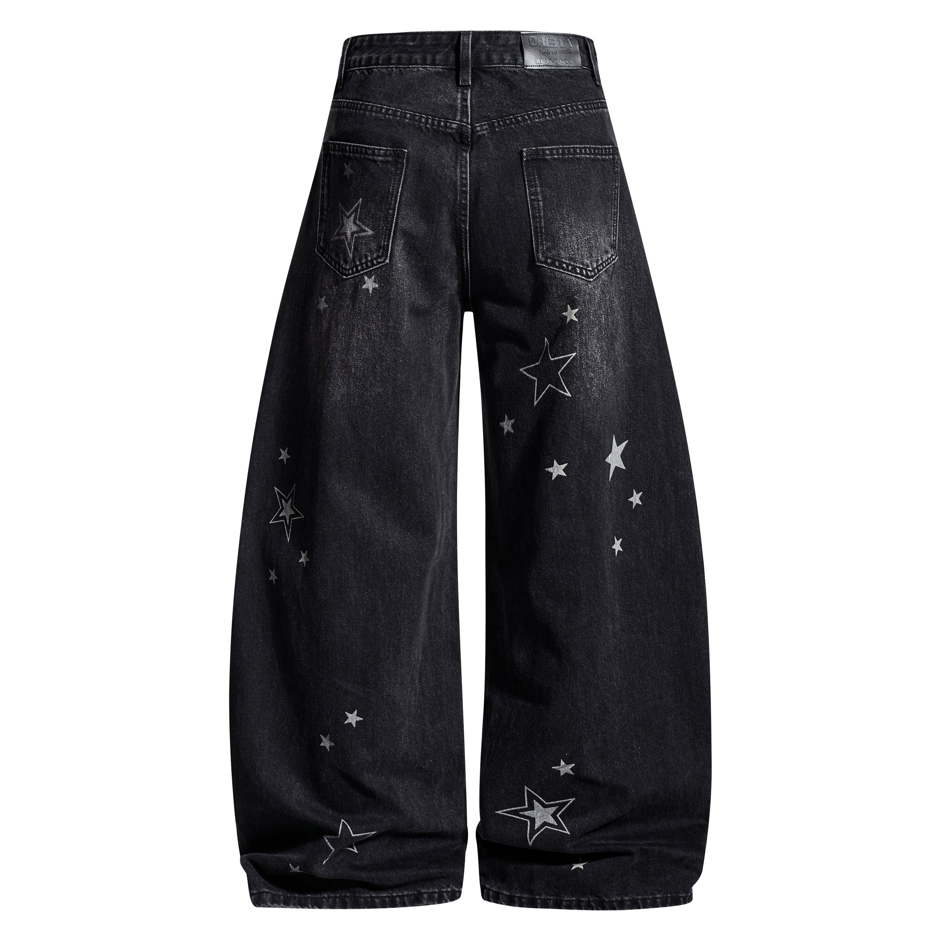 Omirad Star Washed Barrel Jeans | Wide Leg Streetwear Denim