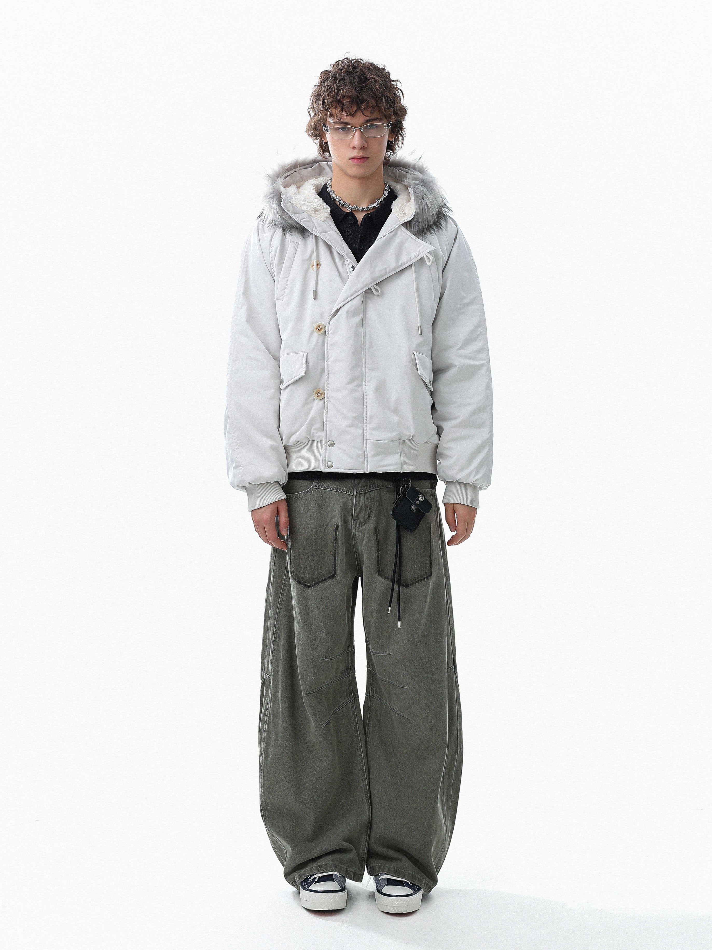 Faux Fur Trim Padded Bomber Jacket | Cropped Winter Coat