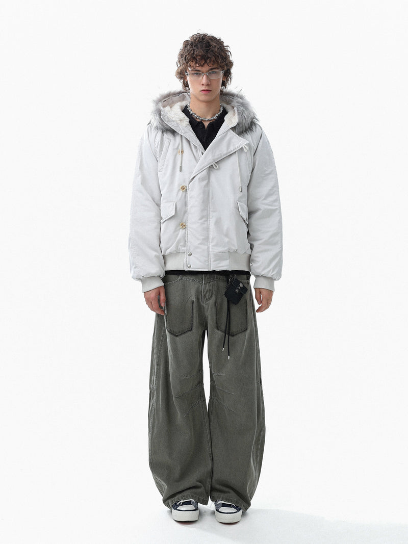 Faux Fur Trim Padded Bomber Jacket | Cropped Winter Coat