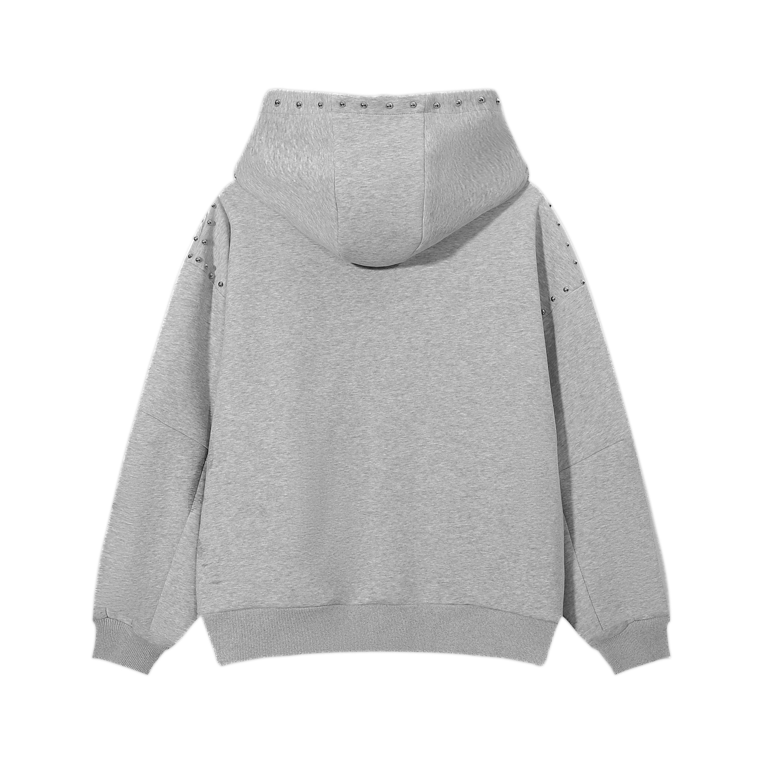 Omirad Studded Arc Zip Hoodie | Metal Stud Detail Streetwear