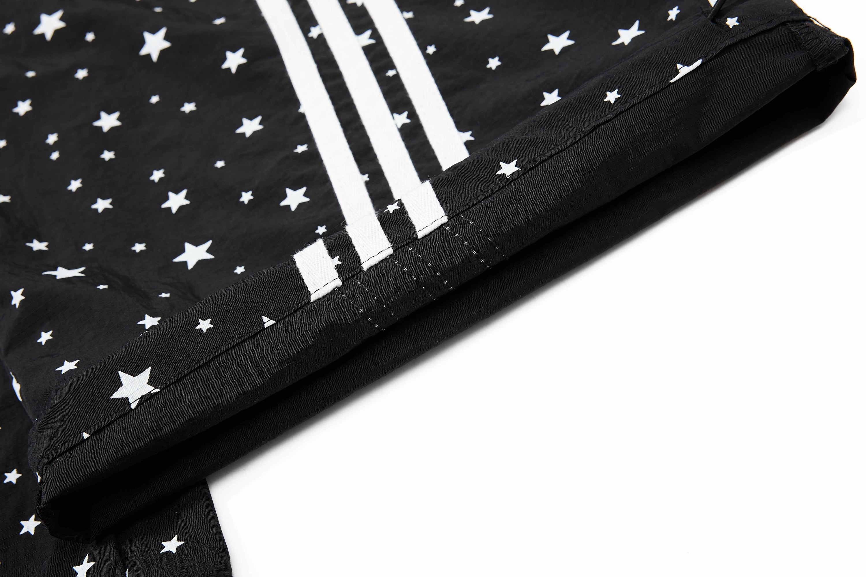 Star Print Wide-Leg Track Pants with Side Stripes | Streetwear