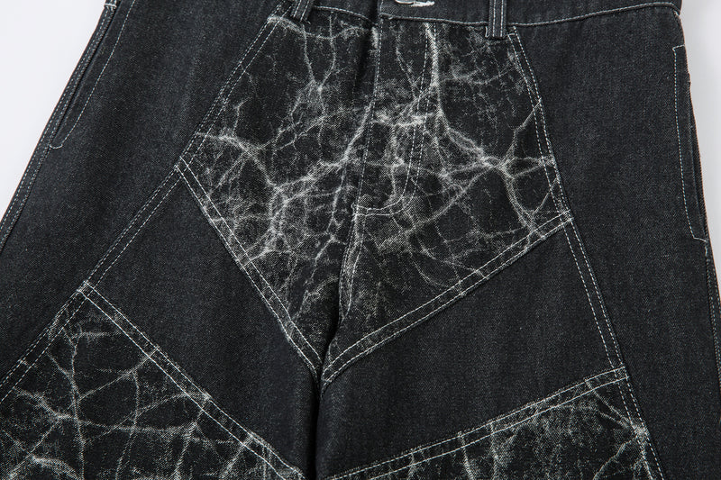 Omirad Cracked-Pattern Wide-Leg Jeans | Streetwear Denim