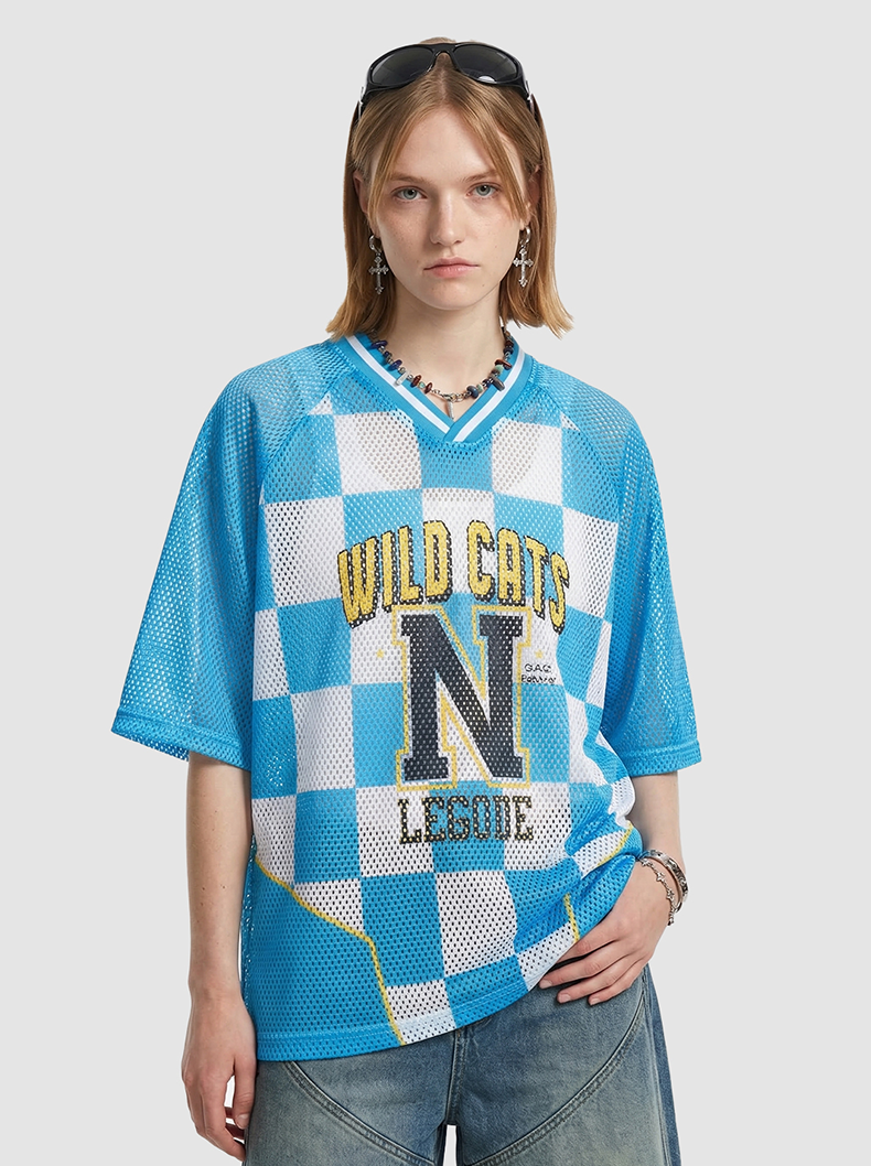 Wild Cats N League Checkerboard Mesh Jersey T-Shirt